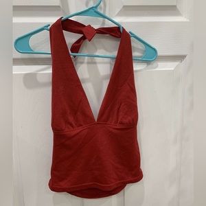 Red V-Neck Cropped Tank